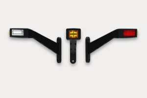 Lampa obrysowa LED 12-36V prawa na wysięgniku gumowym, trzykolorowa, długa z przewodem o dł. 0,3 m. FT-145P